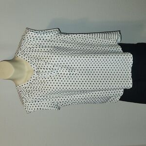 Daniel Rainn Navy Blue Polka Dotted White Sleeveless Blouse